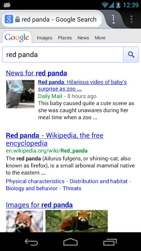 Firefox for Android screenshot - google